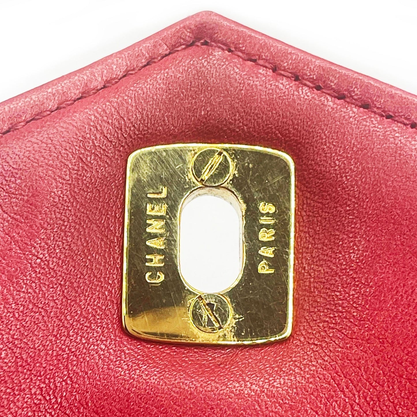 CHANEL CC 24K Vintage Jumbo Envelope Flap Bag Lambskin Timeless Red