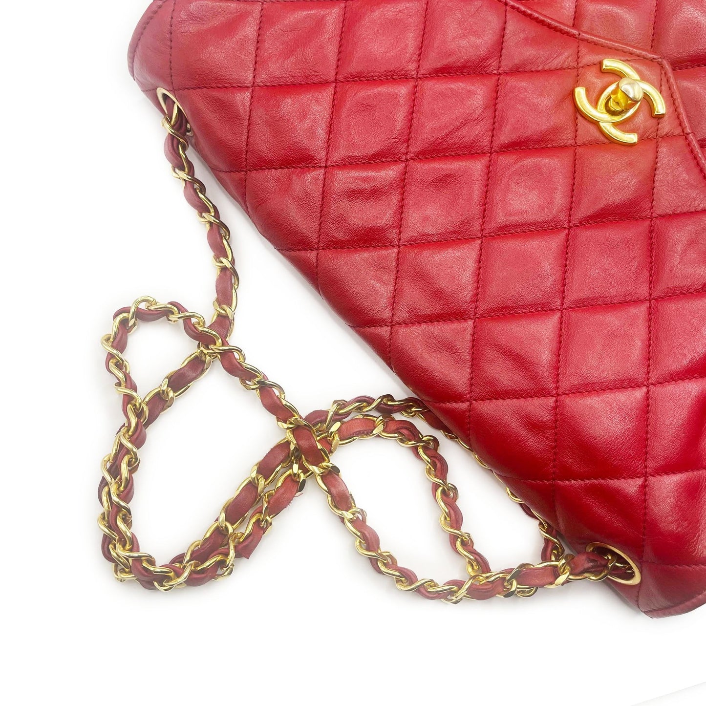 CHANEL CC 24K Vintage Jumbo Envelope Flap Bag Lambskin Timeless Red