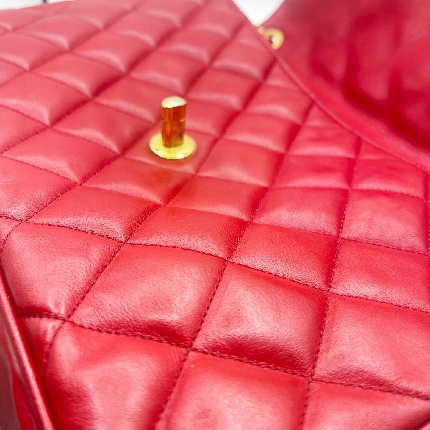 CHANEL CC 24K Vintage Jumbo Envelope Flap Bag Lambskin Timeless Red