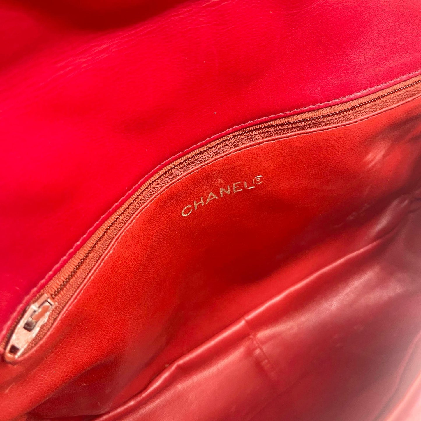 CHANEL CC 24K Vintage Jumbo Envelope Flap Bag Lambskin Timeless Red