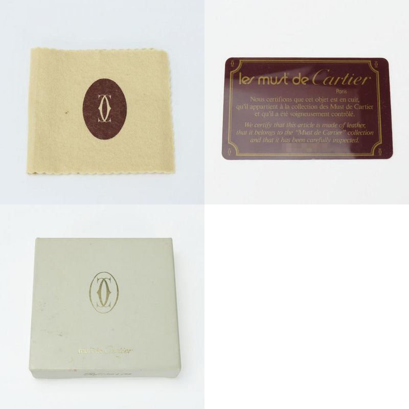 Cartier Bifold Wallet Mustline Calf Bordeaux Gold Hardware With Coin Purse For