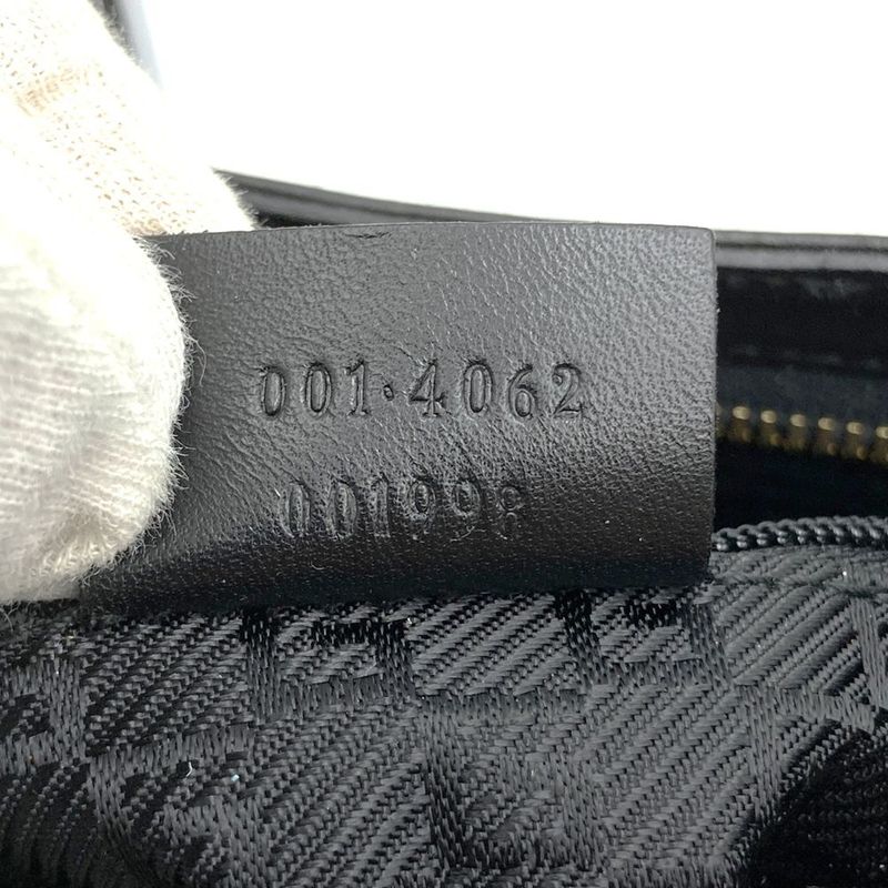 Gucci 001 4062 Shoulder Bag Bamboo Black Suede Leather Fashion Women