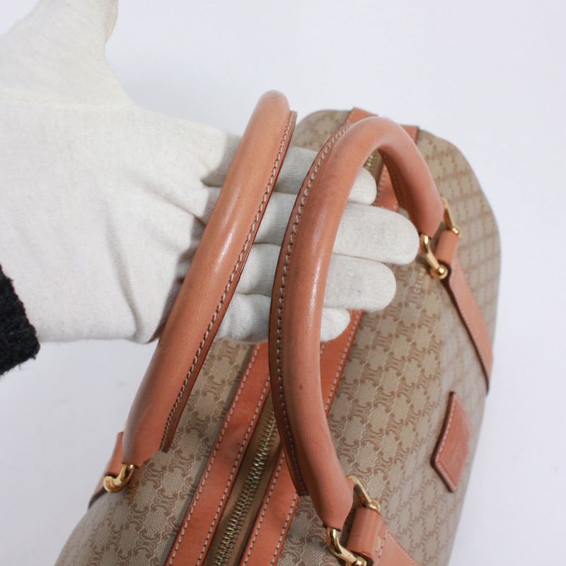 Celine Macadam Leather X PVC Beige Handbag Gold