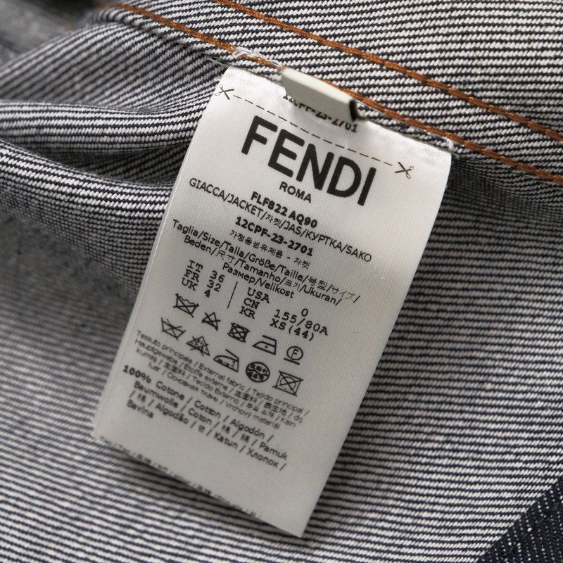 2023Fendi Denim Jacket Size 36 G-jacket Zip Up Jacket FF Cotton Indigo