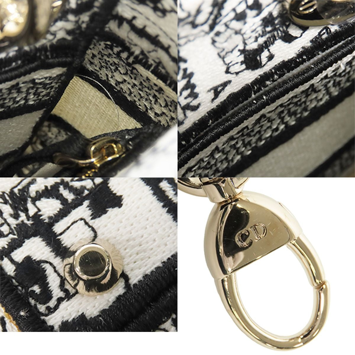Dior Lady Dior Delight Black White Canvas Plan de Paris 2-Way Shoulder Bag — view 8
