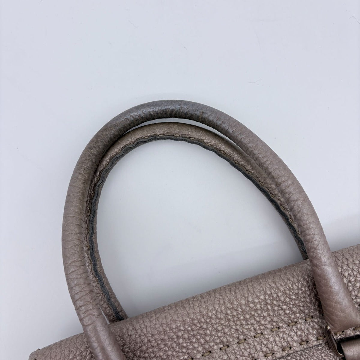 Fendi Selleria Foley Imperia Tote Horse Pattern Leather Metallic Gray — view 16