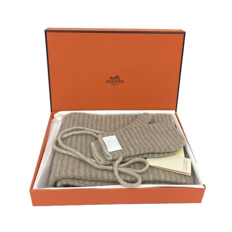 Hermes Baby Kids Scarf And Gloves Set M-03 Cashmere Beige New — view 4