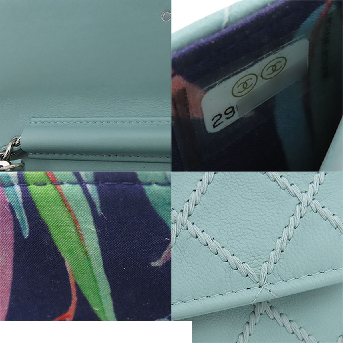 Chanel Chain Wallet Wild Stitch CC Logo Shoulder Bag Light Blue S Lambskin — view 8