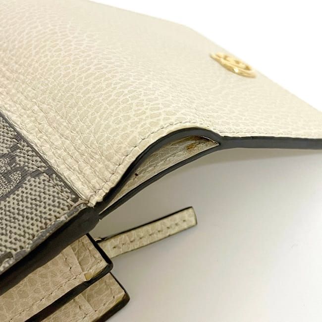 Gucci Bifold Wallet Beige White Marmont 598587 Excellent Condition