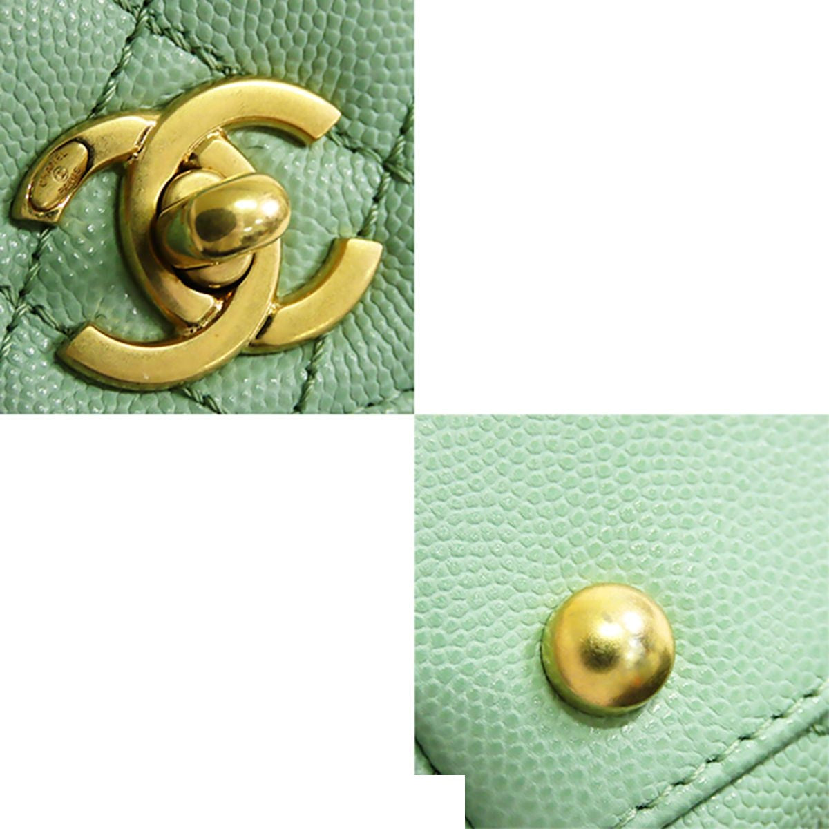 Chanel Coco Handle 24 Xs Mint Green Gold Caviar Leather 2-Way Top Flap — view 8