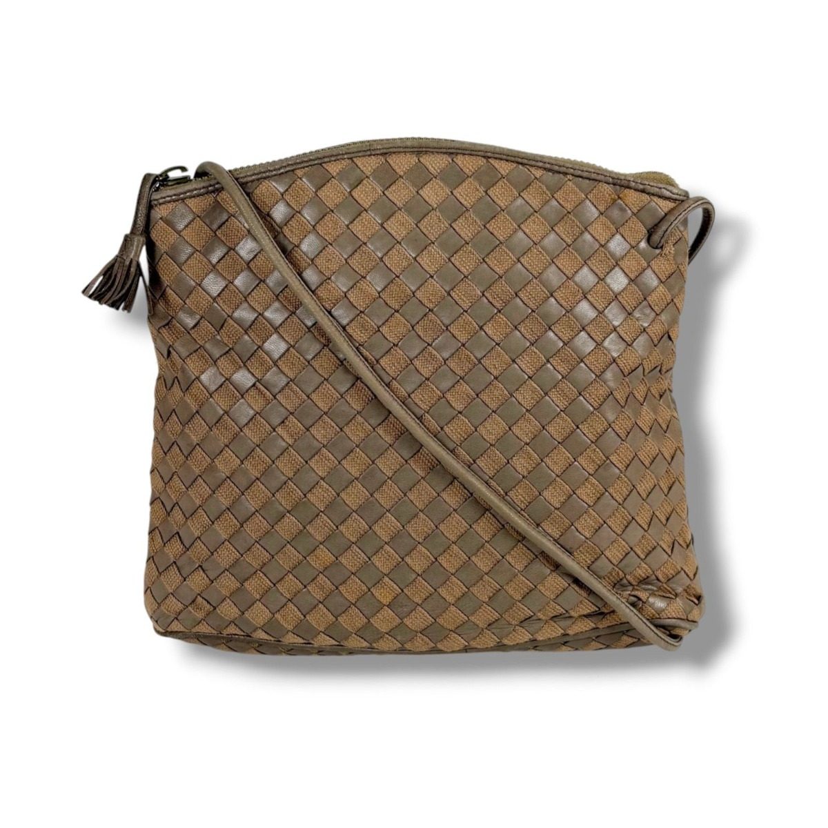 Bottega Veneta Intrecciato Shoulder Bag Pochette Leather Cotton — view 14