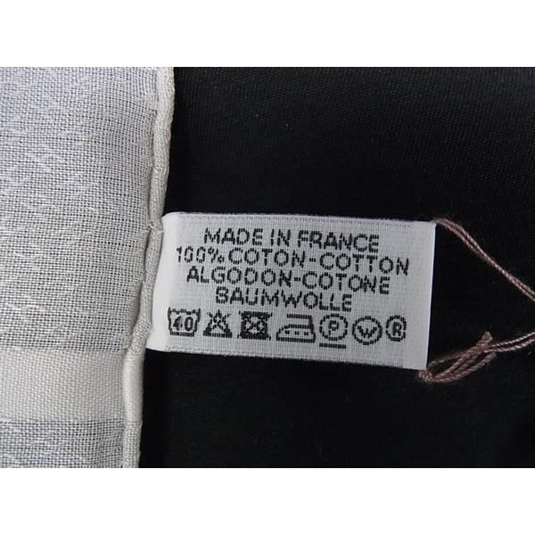 Hermes Gris Cles 100% Cotton Scarf Handkerchief Grey Fj3018 — view 6