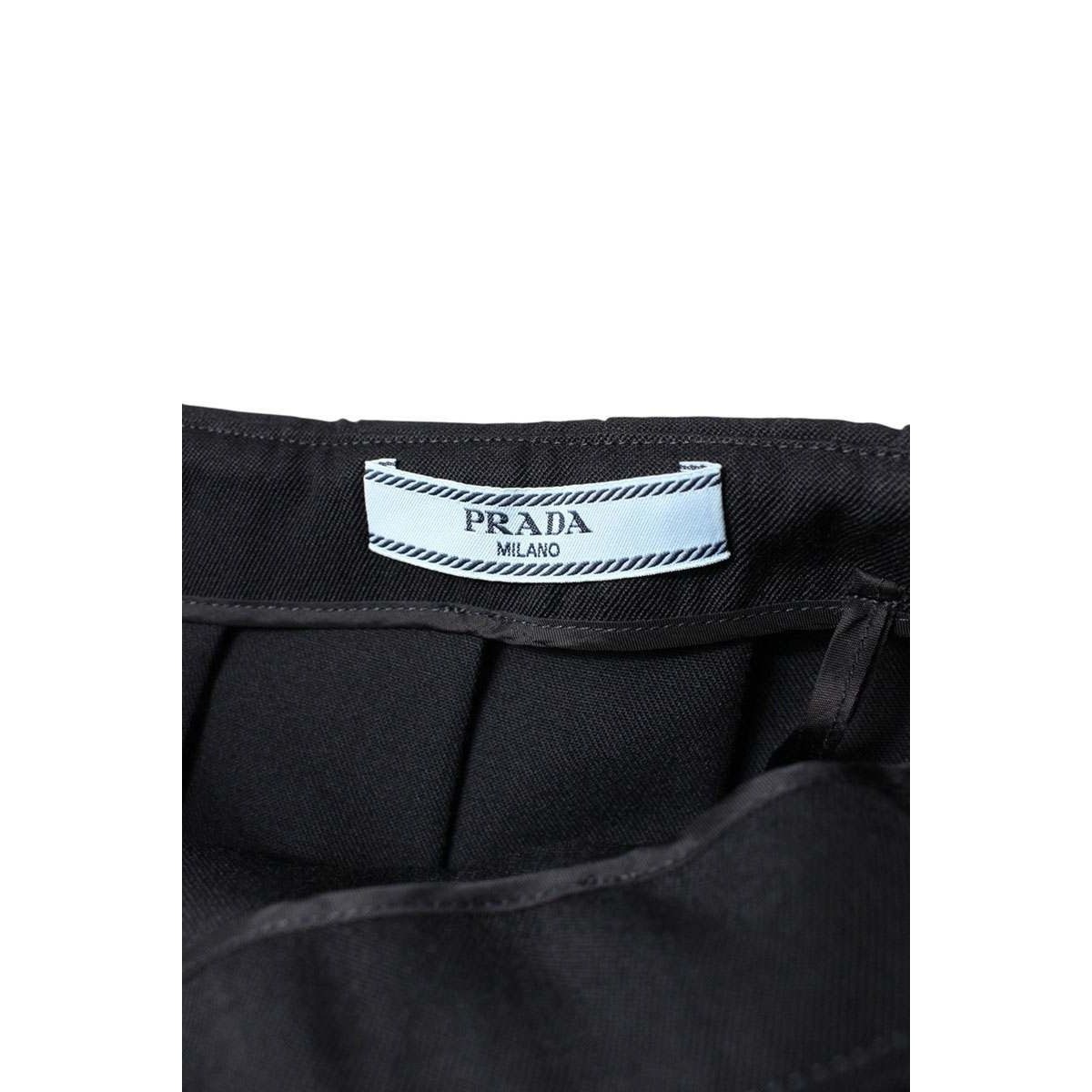 Prada Triangle Logo Belt Pleated Skirt 40 — view 3