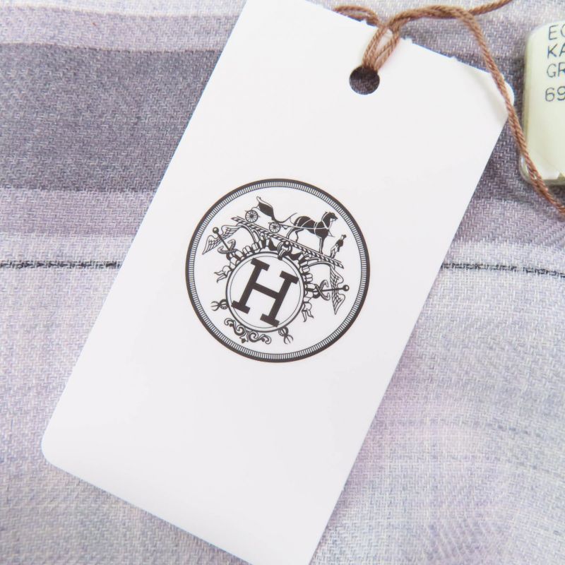 Hermes Rectangle 63 X 180cm (70.87in) Catsouna Cashmere Silk Gris Cine Clesle /