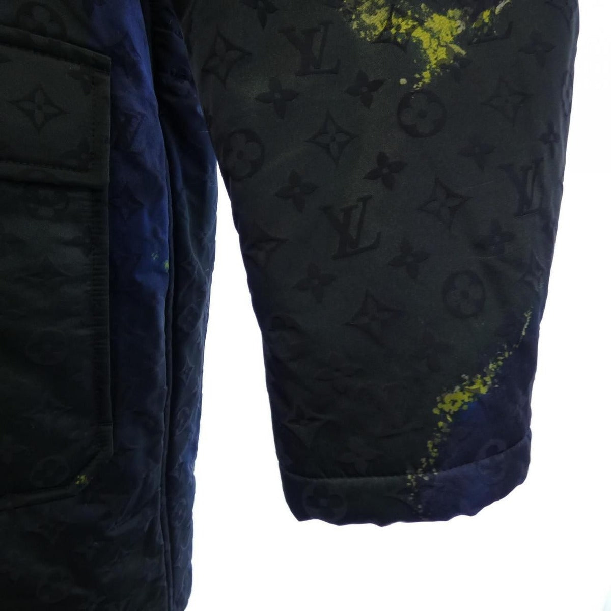 Louis Vuitton Padded Monogram Tie and Die Jacket Coat Black Navy Green — view 6