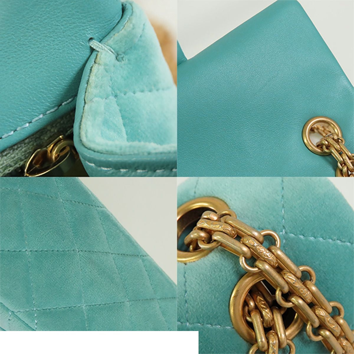 Chanel Chain Green Gold Velour Quilted Stitch Shoulder Bag — view 8