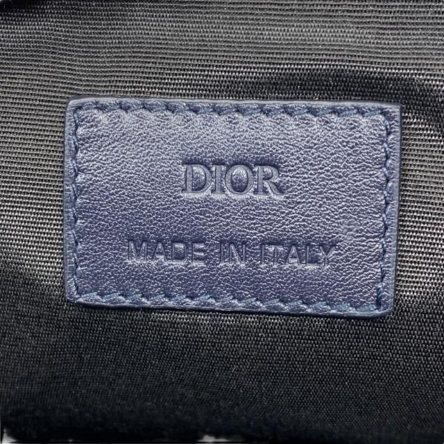Christian DIOR Clutch Bag Second Bag Small Bag Pouch Logo Oblique Nylon Navy