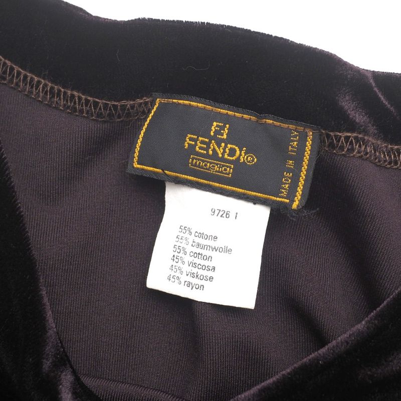 Fendi Vintage Cut And Sewn Size M FF Zucca Logo Velvet Long Sleeves Velour