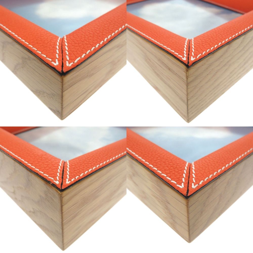 Loewe Picture Frame Photo Wood Leather Orange Glass 0049