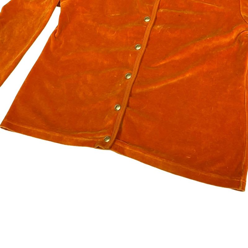 Gucci Vintage Velor Cardigan GG Logo Button Cotton Polyester Orange