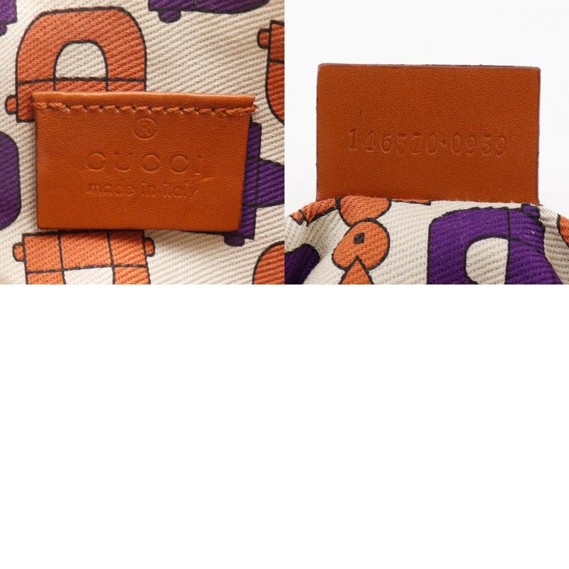 Gucci GG 146570 Striped Leather Brown Unisex Pouch