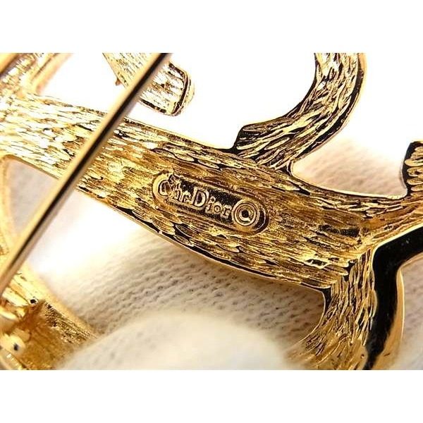 Dior Vintage Line Stone Pin Brooch Pin Badge Gold — view 4