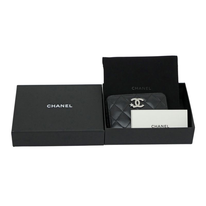 Chanel Compact Wallet Star Black Svhardware Ap3728 Coin Case
