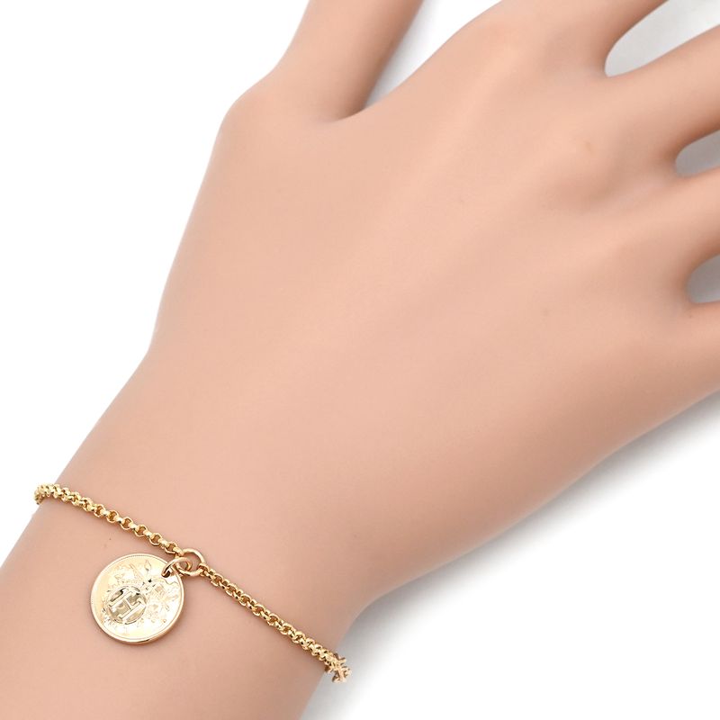 Hermes Bracelet Exlibris PM 18k Pink Gold Diamonds Rose Gold Sh Pink Gold Au750