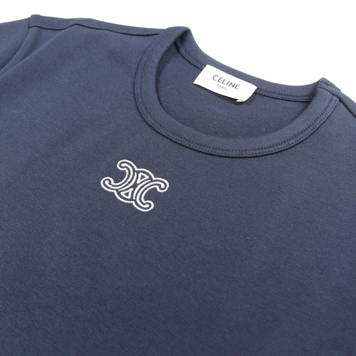 Celine Short Sleeve T-Shirt Triomphe Navy Cotton — view 5