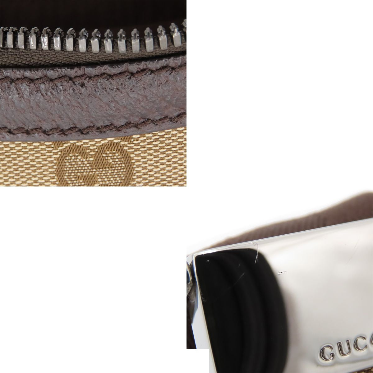 Gucci Shoulder Bag GG Canvas Beige Leather — view 8