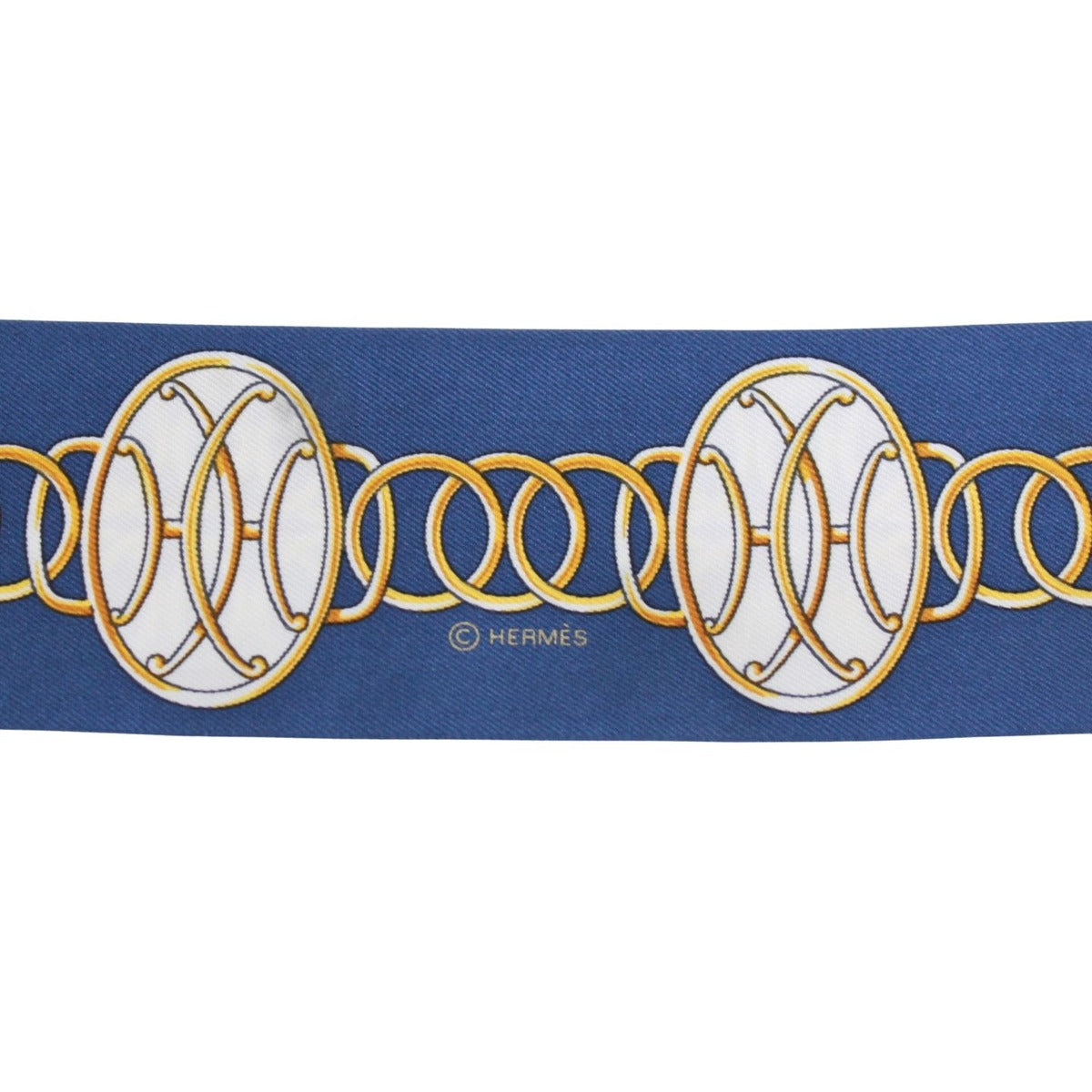 Hermes Twilly Silk Yellow Scarf Yellow- Blue — view 8