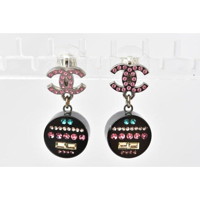Chanel CC Coco Mark Circle Rhinestone Multicolor Rose Black — view 5