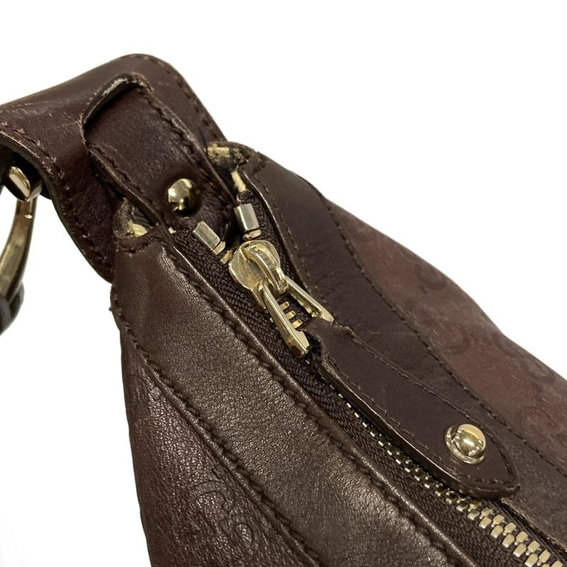 Gucci Shoulder Bag Striped Horsebit Sherry 153691 Dark Brown Green And Red