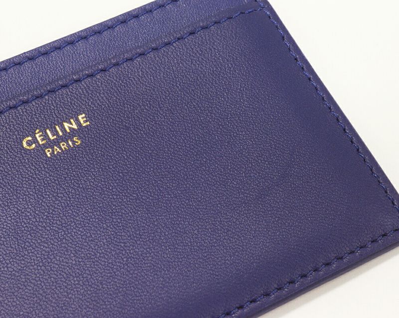 Celine Card Case Pass Case Card Holder Calf Indigo X Tan 1001123xt107il