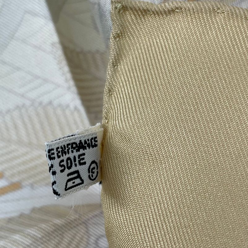 Hermes Large Scarf Silk Carre 90 JEUX DE Paille Straw Play Beige