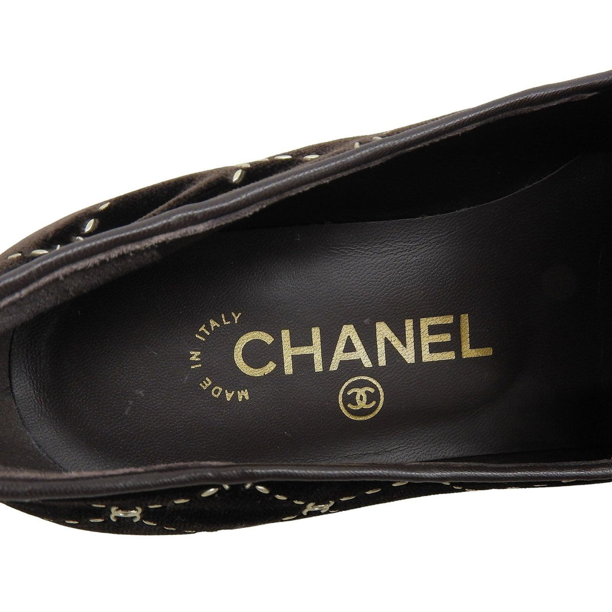 Chanel Quilted Stitch Velor Opera Shoes Slip-on Dark Brown — view 8
