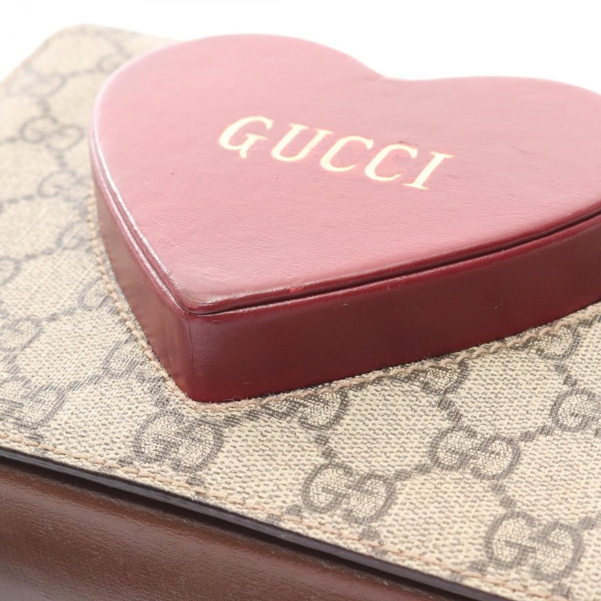 Gucci Shoulder Bag GG Supreme Valentine Limited Beige Red Canvas Leather — view 11