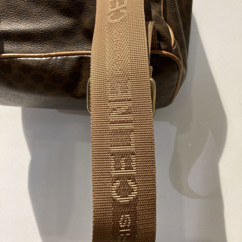 Celine M16 1 OLD Macadam Pattern Tape Logo Leather Backpack Women Brown -