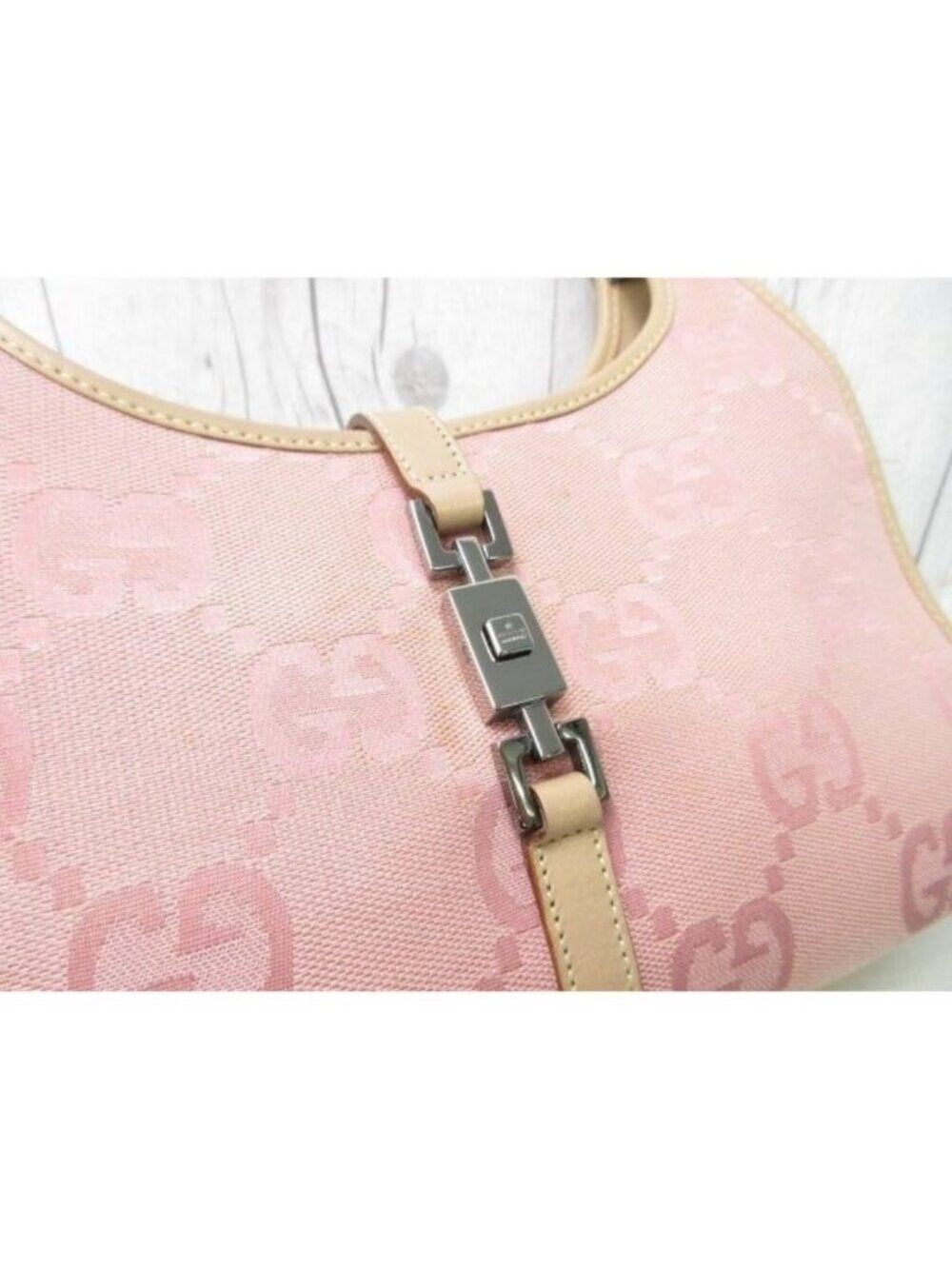 Gucci GG Jackie O Hobo Pink Shoulder Bag Sherry Monogram Web Leather