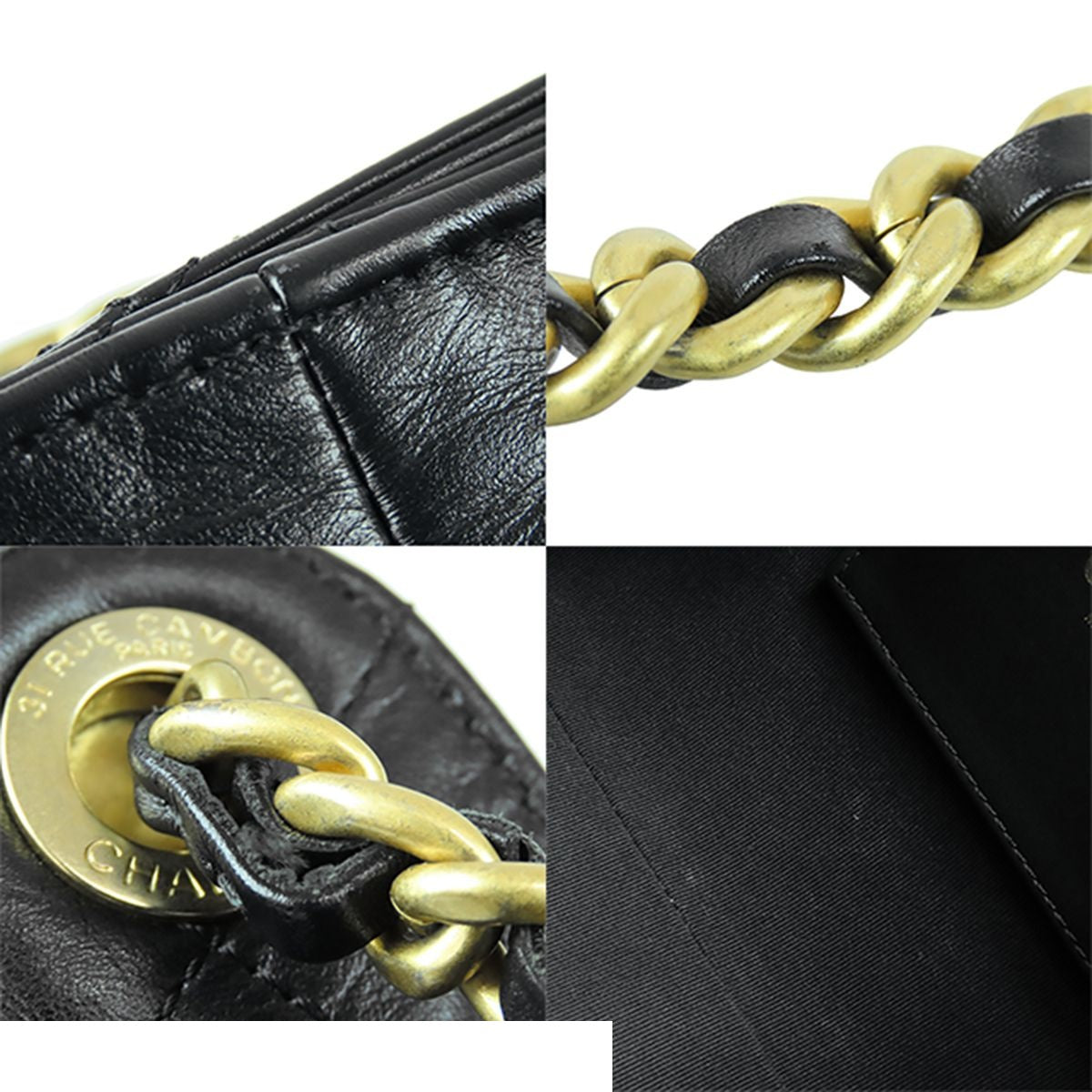 Chanel 25 Black Gold Calfskin Small Chain Shoulder Bag — view 8