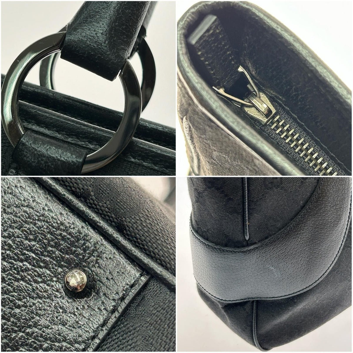 Gucci Tote Bag GG Canvas Leather Black — view 9