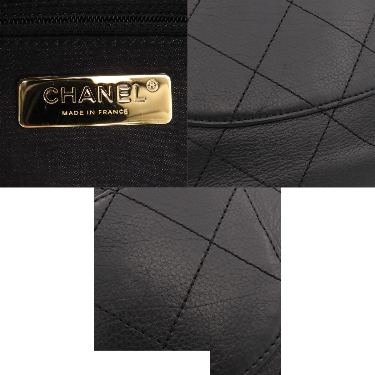 Chanel Black Gold Lambskin Quilted Crossbody Chain Shoulder Bag — view 8