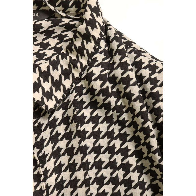 Balenciaga Pleated Dress Stola Hounds Tooth Belted Shawl — view 5