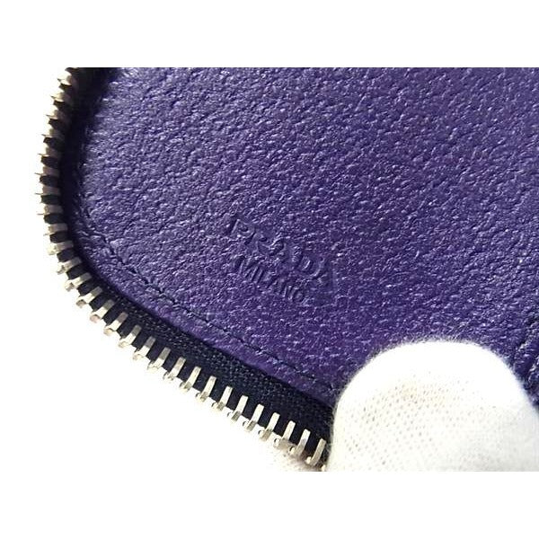 Prada Key Case Purple Leather Zip Around 6 Rows Silver — view 5