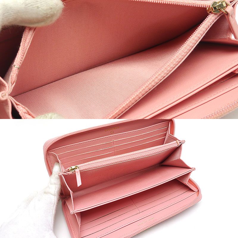 Chanel Round Zip Long Wallet Boy Chanel Coco Mark Pink Authenticity With Box