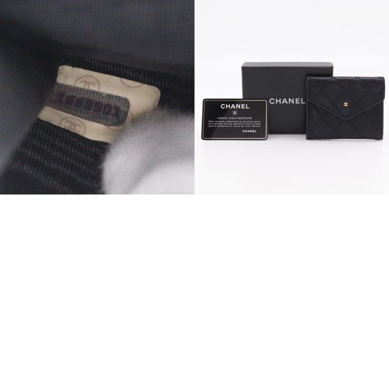 Chanel Bicolore Coco Mark Calf Black Ladies Coin Case