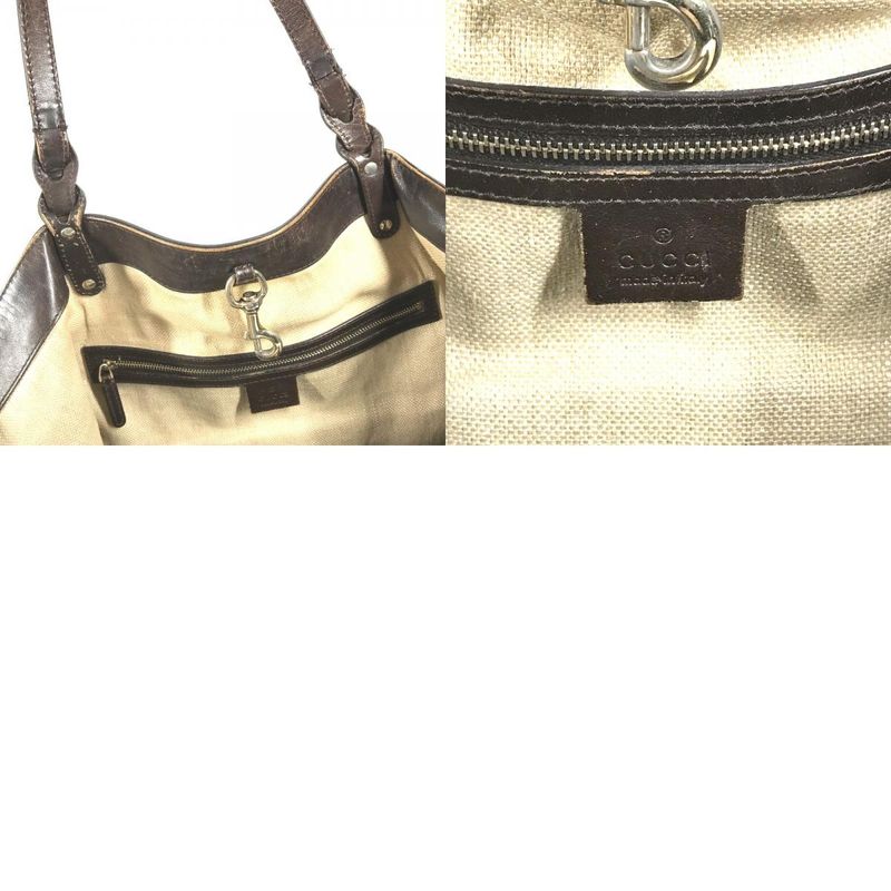 Gucci Shoulder Bag Logo 247207 Leather / Canvas Beige