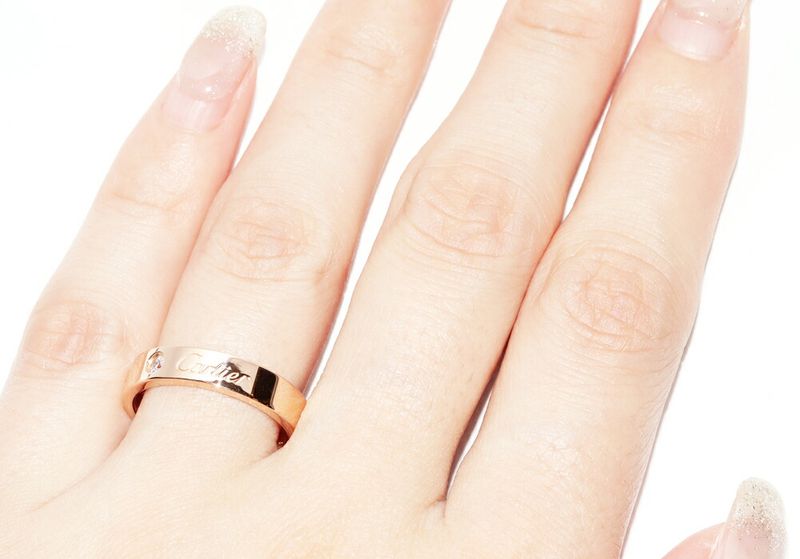 Cartier Ring 18K Pink Gold Diamond 1P (003ct) C De Cartier Ring Engraved Ring