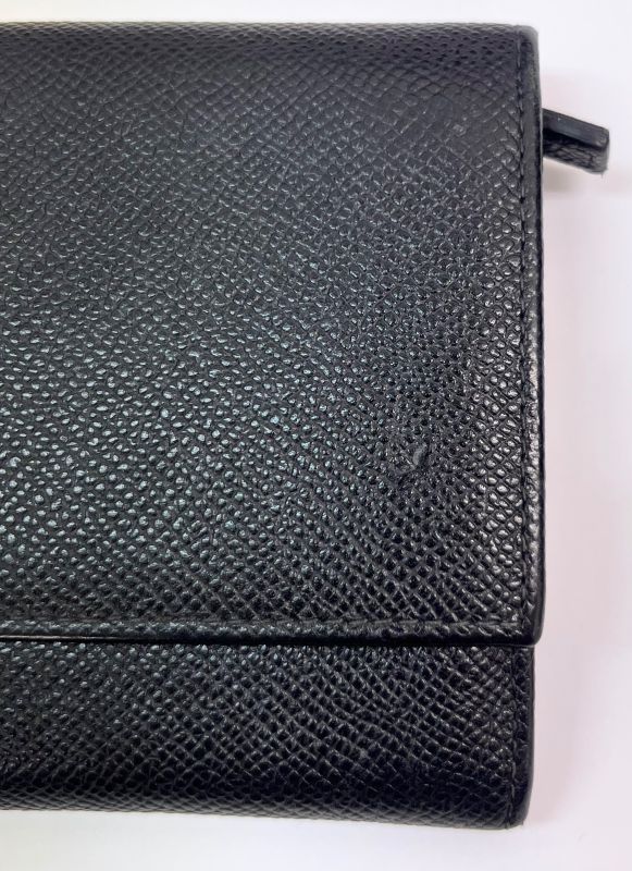 Bvlgari Logo Long Wallet Fold Wallet Black Silver 07bs058