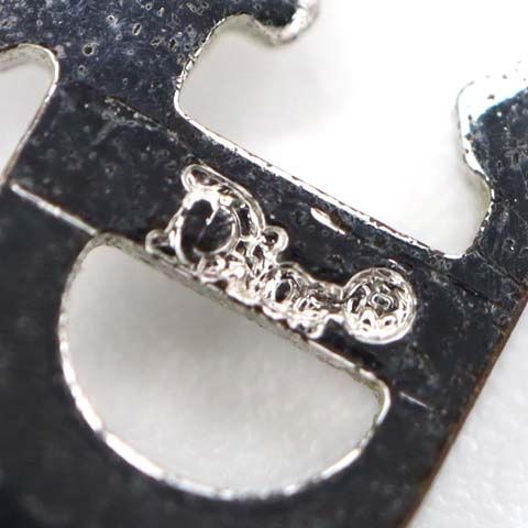 Christian DIOR Necklace Logo Necklace 4.9g Silver Color Accessories H2682